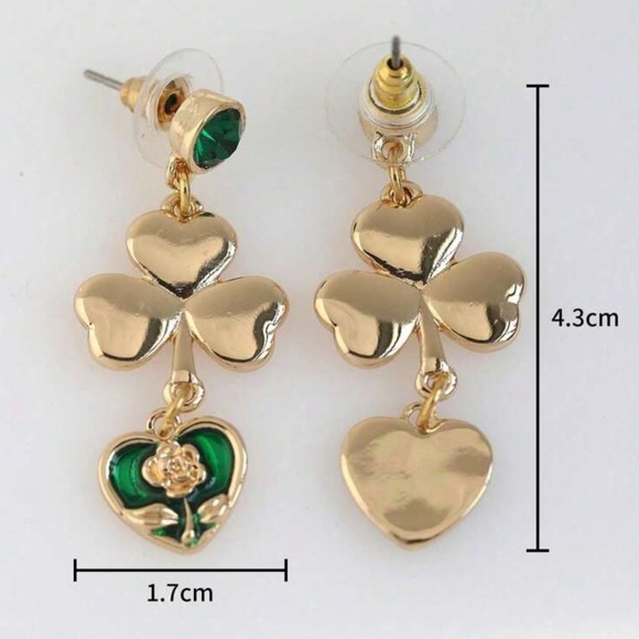Cubic Zirconia Shamrock Earrings - Picture 4 of 4